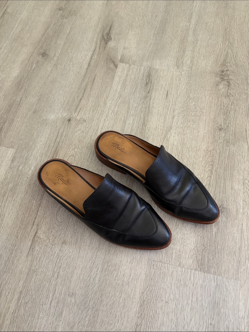 Madewell Black Leather Slip-On Mules